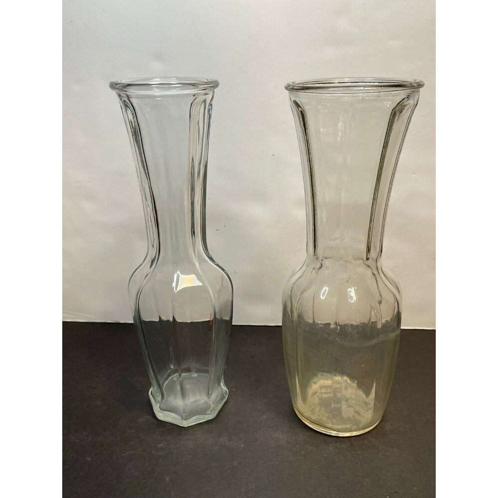 set of 2 glass Vase 9" cylinder round clear